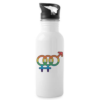 Bi Femme Pride - Trinkflasche mit integriertem Trinkhalm - Weiß - Rechts