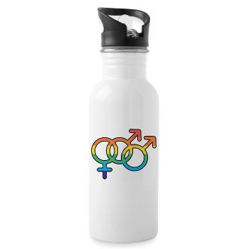 Bi Male Spirit - Trinkflasche mit integriertem Trinkhalm - Weiß - Rechts