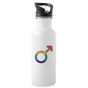 Male - Trinkflasche mit integriertem Trinkhalm - Weiß - Rechts