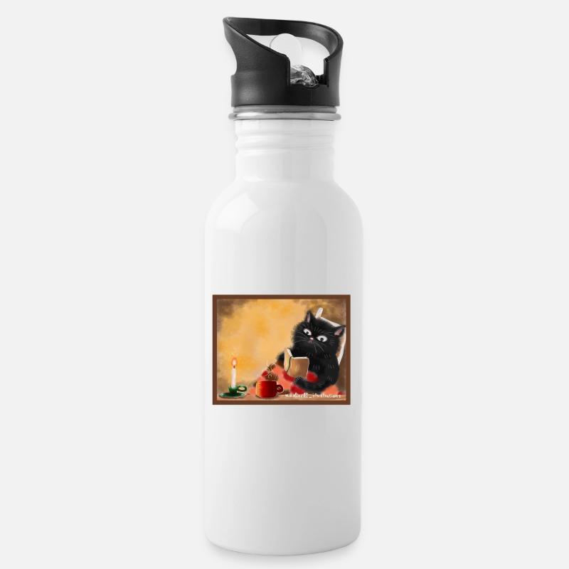 rainy day - Trinkflasche mit integriertem Trinkhalm - Weiß