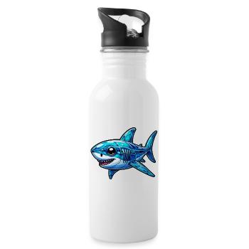 Requin - Gourde avec paille intégrée - blanc - Droite