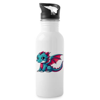 Drache - Trinkflasche mit integriertem Trinkhalm - Weiß - Rechts