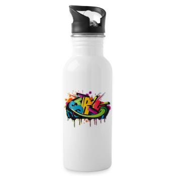 cool colorful urban art graffiti as STYLE-WRITING - Water bottle with straw - white - Right