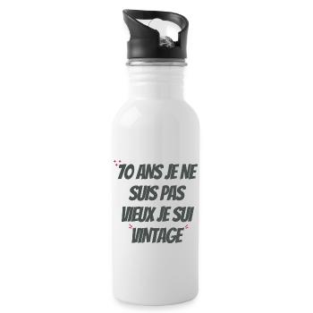 Ich bin nicht alt 70er Jahre Geburtstagsgeschenk - Trinkflasche mit integriertem Trinkhalm - Weiß - Rechts