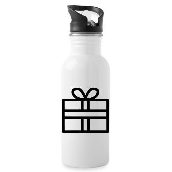 Kleine Geschenkbox - Trinkflasche mit integriertem Trinkhalm - Weiß - Rechts