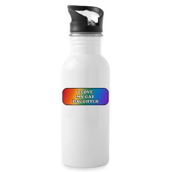 I love my gay daughter - Water bottle with straw - white - Right
