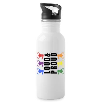 PRIDE Loud and PROUD black 2 - Trinkflasche mit integriertem Trinkhalm - Weiß - Rechts