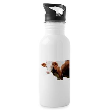 Kuh - Trinkflasche mit integriertem Trinkhalm - Weiß - Rechts