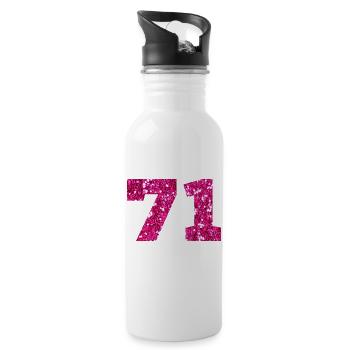 71 paillettes rose - 71 anniversaire - Gourde avec paille intégrée - blanc - Droite