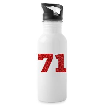 71 Red Glitter - 71 Birthday - Water bottle with straw - white - Right