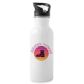 Natur Wandern Berge Gesundheit Glück Stiefel Luft - Trinkflasche mit integriertem Trinkhalm - Weiß - Rechts