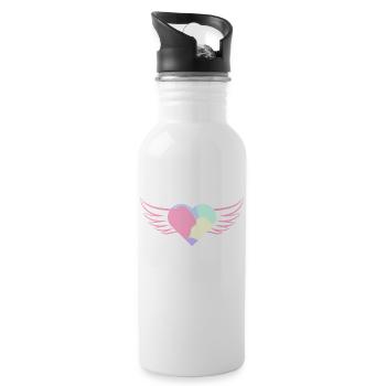 Pastel Heart with Wings - ApriNoeScor - Water bottle with straw - white - Right