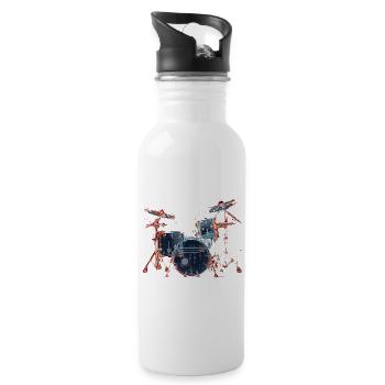 Schlagzeug Portrait - Trinkflasche mit integriertem Trinkhalm - Weiß - Rechts