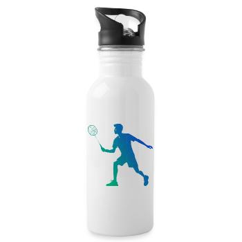 Badminton Badminton Badminton Players Women - Water bottle with straw - white - Right