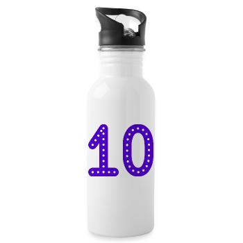 10. 10 YEARS. 10th ANNIVERSARY. 10 YEAR ANNIVERSARY. - Water bottle with straw - white - Right