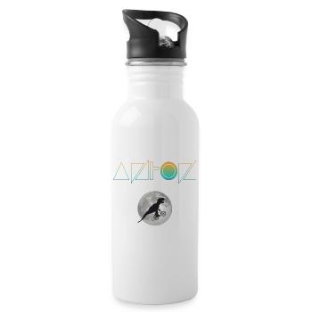 ANTON - Beautiful boy name with dinosaur - Water bottle with straw - white - Right