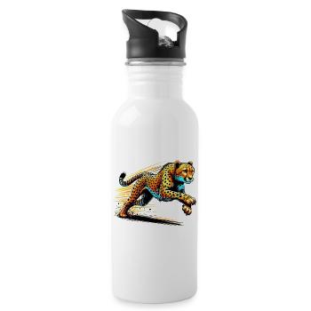Cheetah - Water bottle with straw - white - Right