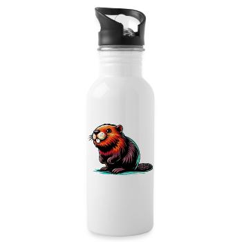 Bieber - Trinkflasche mit integriertem Trinkhalm - Weiß - Rechts