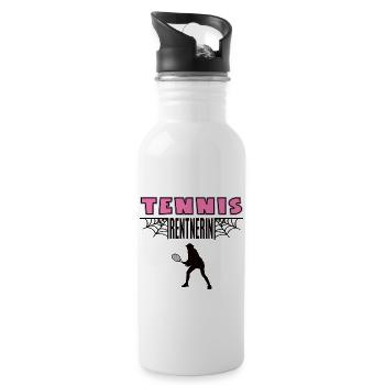 Tennis Rentnerin Tennisspielerin Rente Ruhestand - Trinkflasche mit integriertem Trinkhalm - Weiß - Rechts