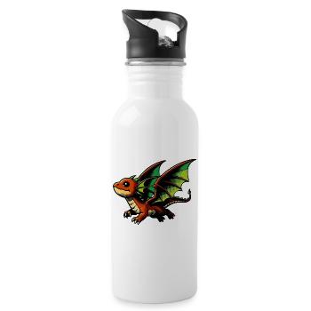 Drache - Trinkflasche mit integriertem Trinkhalm - Weiß - Rechts