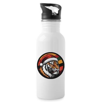 Tiger Christmas Animal - Water bottle with straw - white - Right