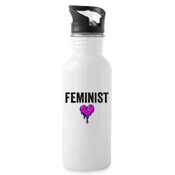 Feminist - Trinkflasche mit integriertem Trinkhalm - Weiß - Rechts