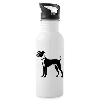 Whippet Hund - Trinkflasche mit integriertem Trinkhalm - Weiß - Rechts