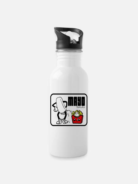 With mayo - Water bottle with straw - white
