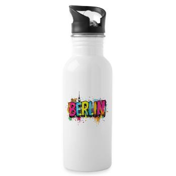 Berlin Graffiti Font Street Art Urban Style - Water bottle with straw - white - Right