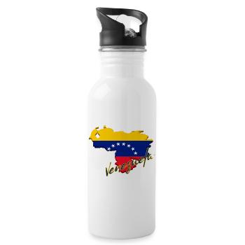 Carte du drapeau du Venezuela, fierté vénézuélienne - Gourde avec paille intégrée - blanc - Droite