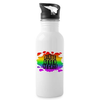 AfD stoppen gegen rechts Demokratie Vielfalt links - Trinkflasche mit integriertem Trinkhalm - Weiß - Rechts
