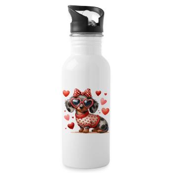 Dachshund Dachshund Love Dog Four-legged Dog Lover - Water bottle with straw - white - Right