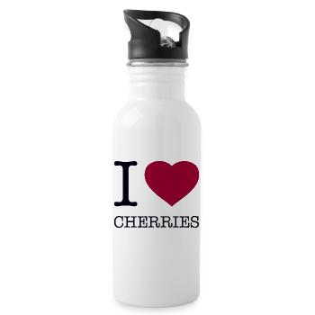 I LOVE CHERRIES - Water bottle with straw - white - Right