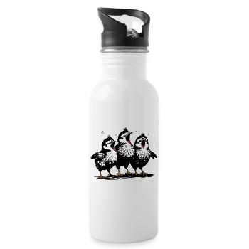 Singing chicks - Funny animal motif with music - Water bottle with straw - white - Right