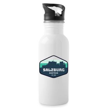 Silhouette de la ligne d’horizon de Salzbourg - Gourde avec paille intégrée - blanc - Droite
