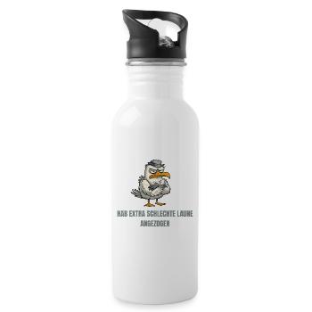 Bad-tempered seagull cartoon - Water bottle with straw - white - Right