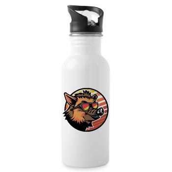 Schwein Comic Wildschwein - Trinkflasche mit integriertem Trinkhalm - Weiß - Rechts