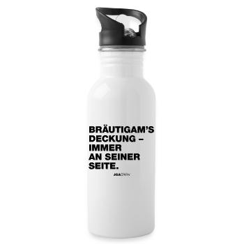 Bräutigams Deckung (JGA - Jungesellenabschied) - Trinkflasche mit integriertem Trinkhalm - Weiß - Rechts