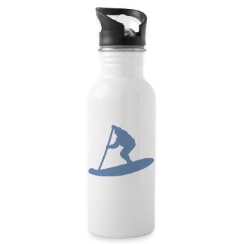 Minimalist Stand Up Paddle Silhouette - Water bottle with straw - white - Right