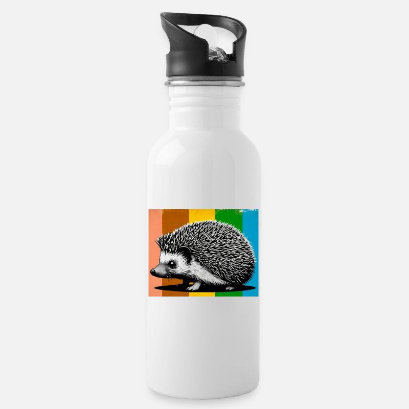 Igel - Trinkflasche mit integriertem Trinkhalm - Weiß