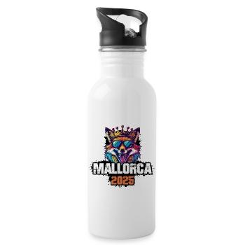 Mallorca 2025 Urlaub Fuchs - Trinkflasche mit integriertem Trinkhalm - Weiß - Rechts
