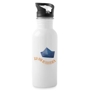 Travel fever paper ship cool sayings ready for vacation - Water bottle with straw - white - Right