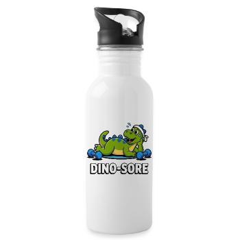 Dino Sore Gym Gewichte heben Fitness Workout - Trinkflasche mit integriertem Trinkhalm - Weiß - Rechts