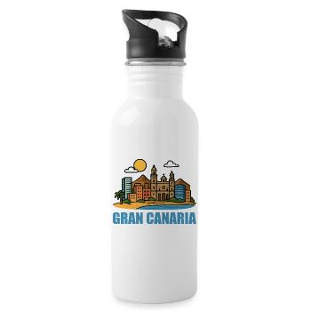 Paysage urbain coloré de Gran Canaria - Gourde avec paille intégrée - blanc - Droite