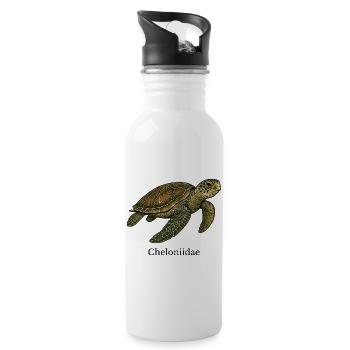 Motif de tortue de mer Cheloniidae - Gourde avec paille intégrée - blanc - Droite