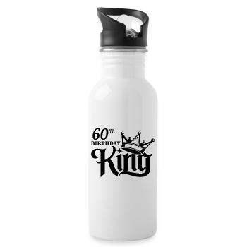 König zum 60. Geburtstag - Trinkflasche mit integriertem Trinkhalm - Weiß - Rechts
