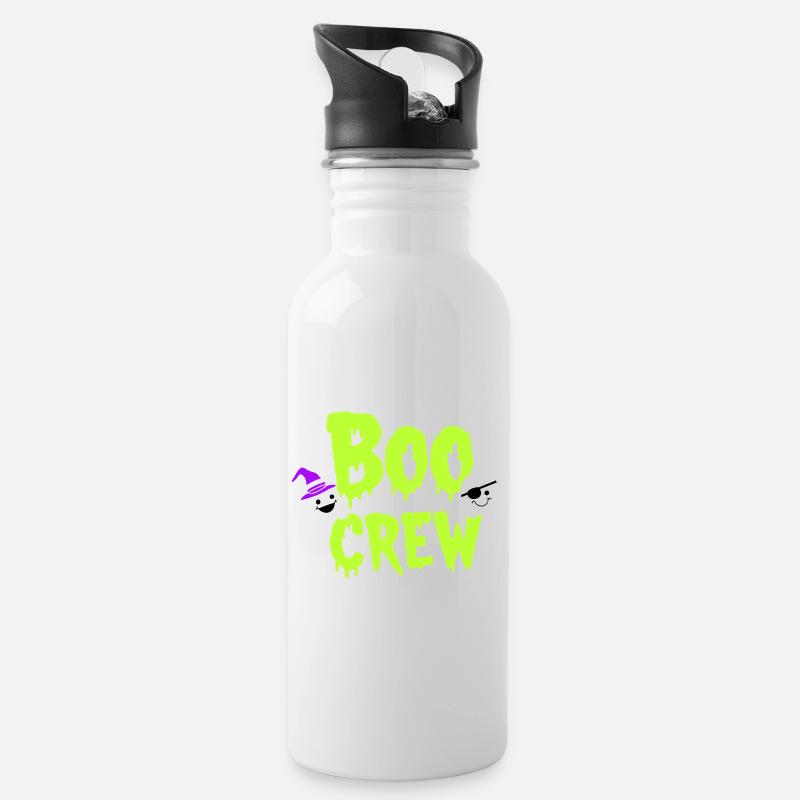 Boo Crew Halloween Geister Freunde - Trinkflasche mit integriertem Trinkhalm - Weiß