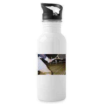Tennis Match Humor Quote - Water bottle with straw - white - Right