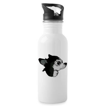 Niedlicher Stil Tender Hund Illustration - Trinkflasche mit integriertem Trinkhalm - Weiß - Rechts