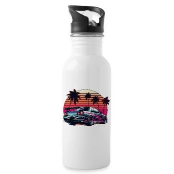JDM Auto Japanisches Retro-Autorennen Drift-Legende - Trinkflasche mit integriertem Trinkhalm - Weiß - Rechts